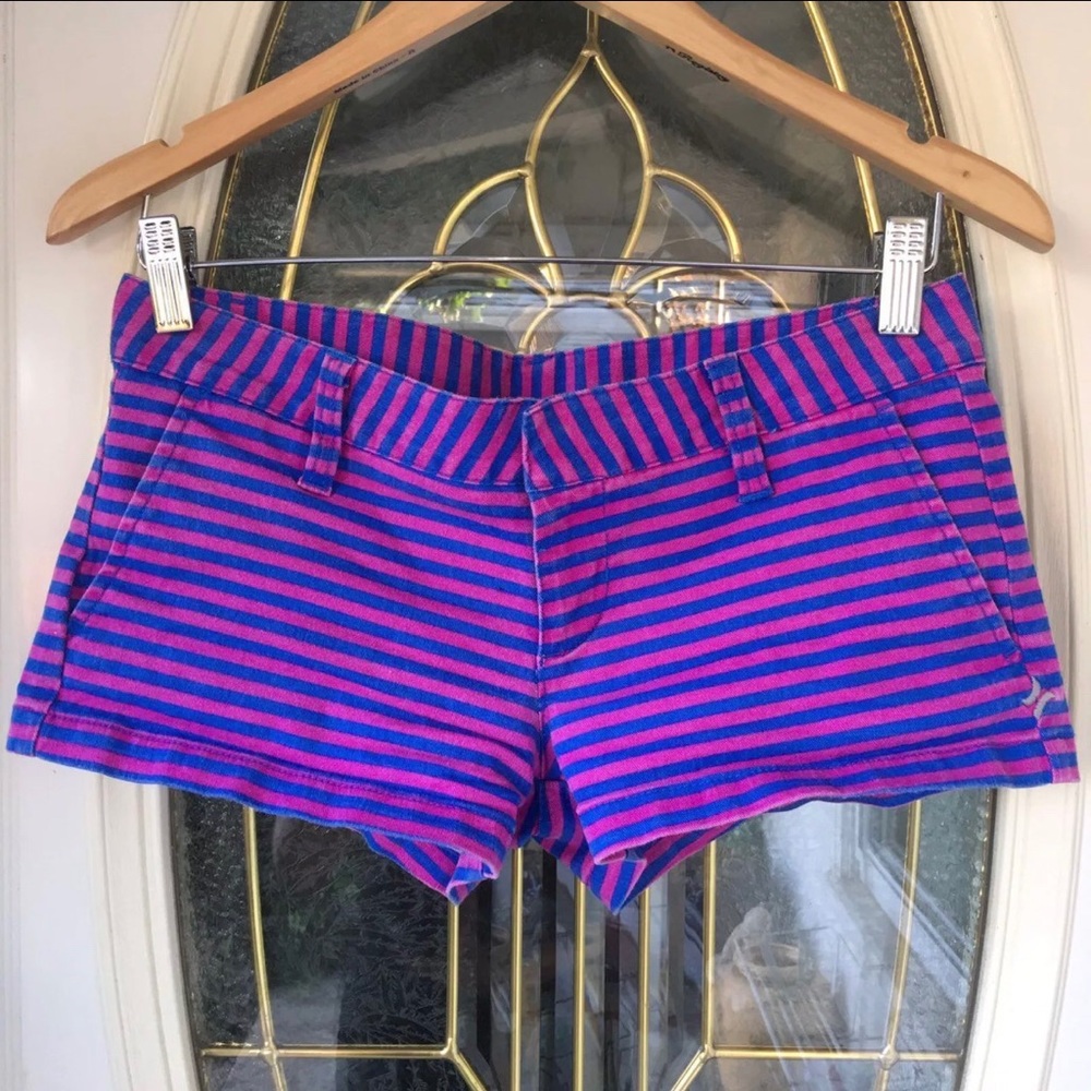 Vintage Pink and Blue Striped Shorts 90s Size M